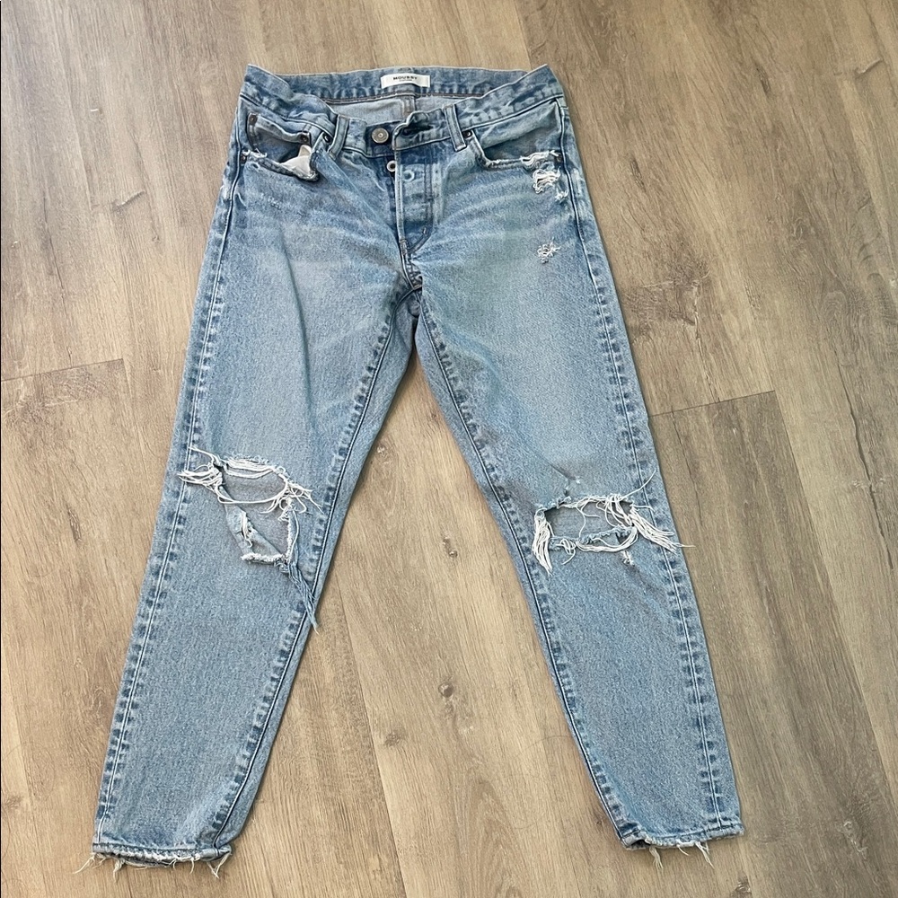 Moussy Light Blue Distressed Boyfriend Jeans